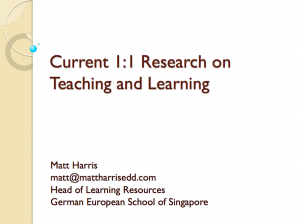 2011 LLI - Current 1-1 Laptop Program Research on Teaching and Learning - Matt Harris,EdD